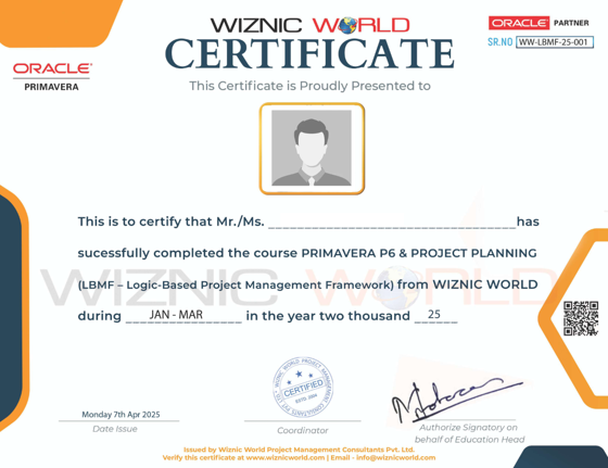 Learn Primavera P6 Online with Wiznic World at live Projects